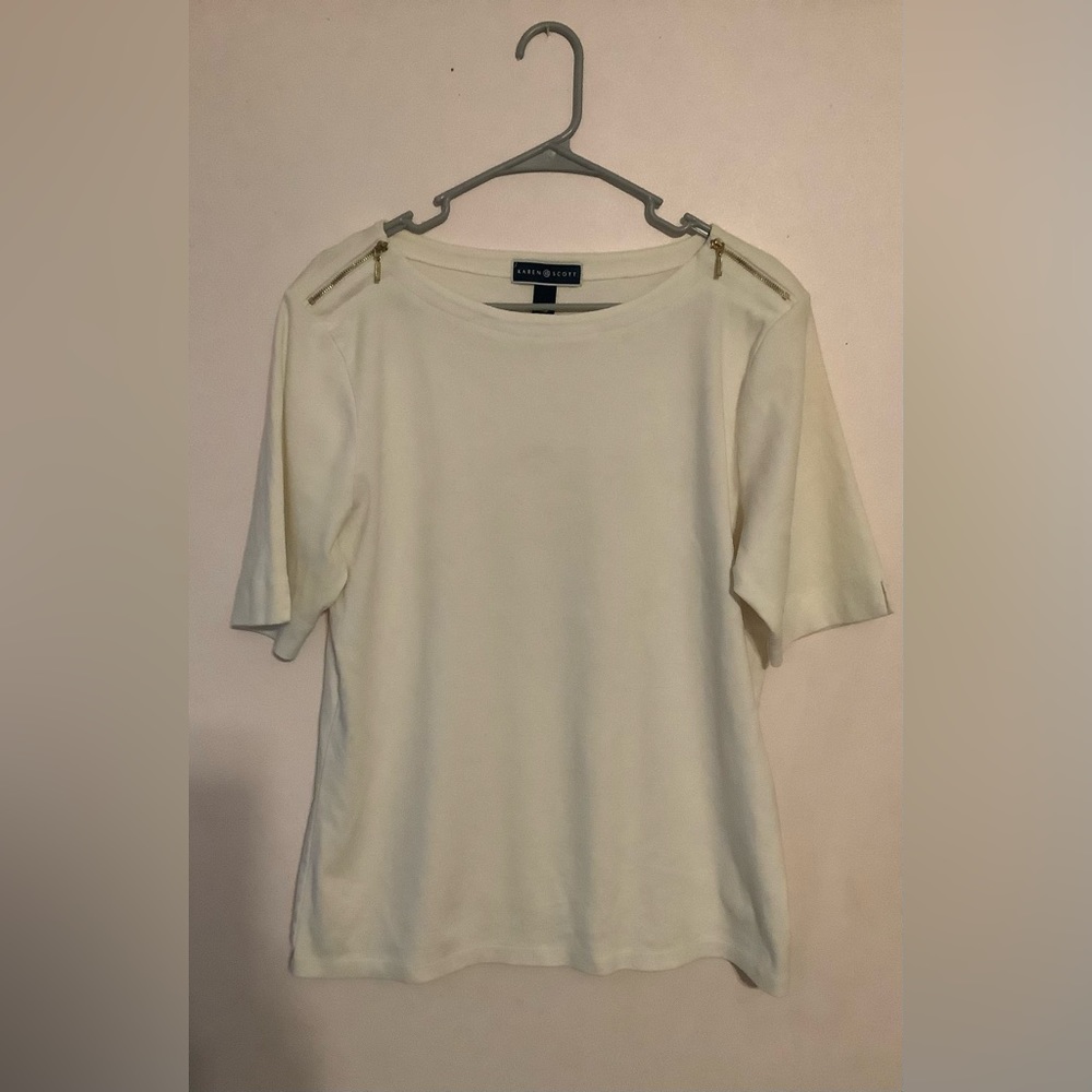 Xl Womens Shirt. Karen Scott. Zippers on shoulders